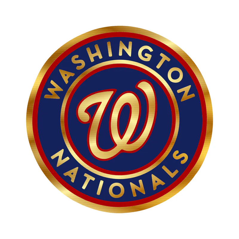 Washington Nationals - Blue Circle With Name - Gold Chrome Vinyl Sticker - Custom Size