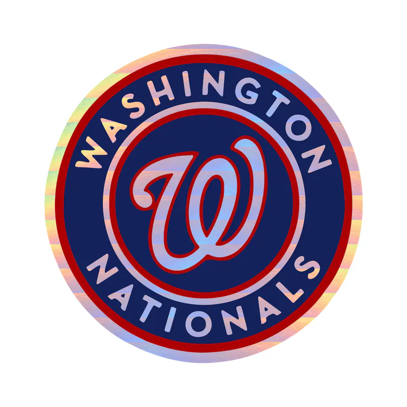 Washington Nationals - Blue Circle With Name - Holographic Vinyl Sticker - Custom Size