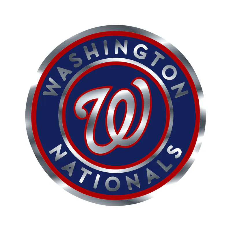 Washington Nationals - Blue Circle With Name - Silver Chrome Vinyl Sticker - Custom Size