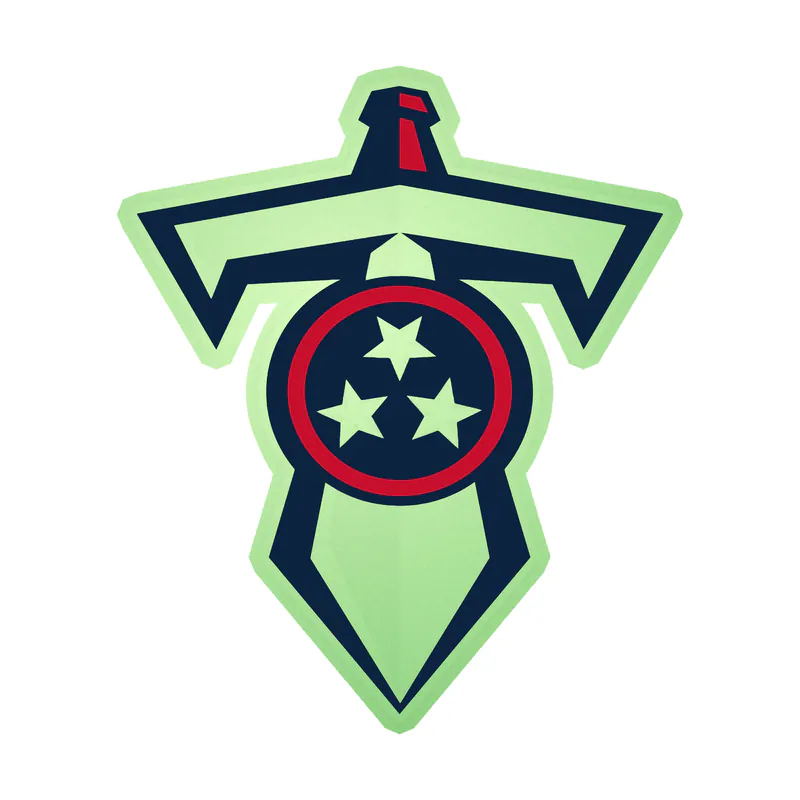 Tennessee Titans - Sword with Stars - Glow in the Dark Vinyl Sticker - Custom Size