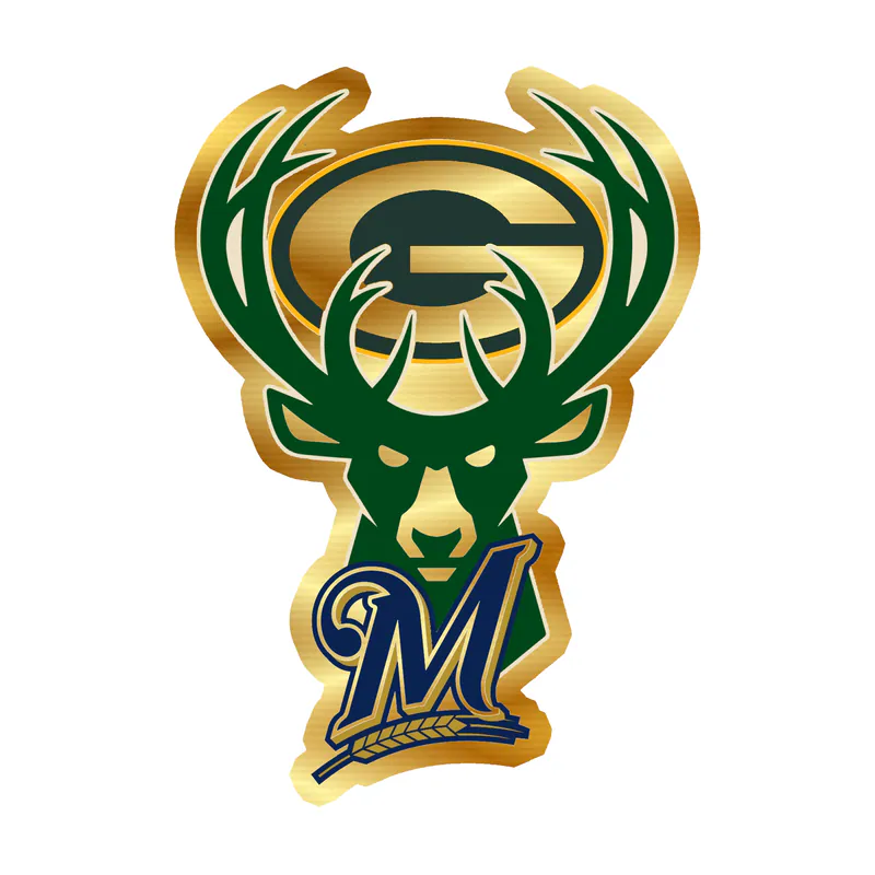 Milwaukee Bucks - Wisconsin Sports Team - Gold Chrome Vinyl Sticker - Custom Size