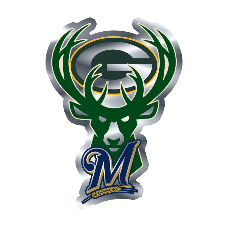 Milwaukee Bucks - Wisconsin Sports Team - Silver Chrome Vinyl Sticker - Custom Size