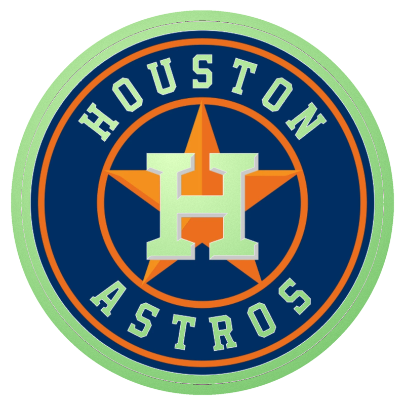 Houston Astros - Blue Circle With Name - Glow in the Dark Vinyl Sticker - Custom Size