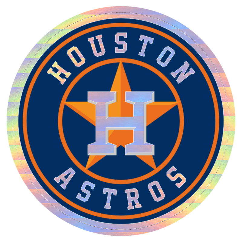Houston Astros - Blue Circle With Name - Holographic Vinyl Sticker - Custom Size