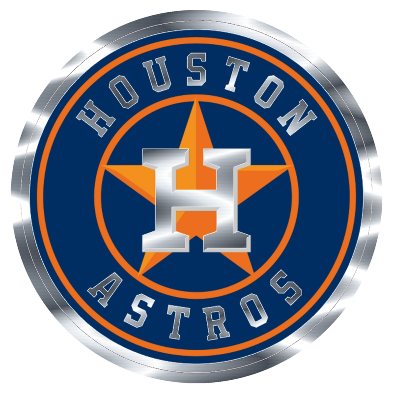 Houston Astros - Blue Circle With Name - Silver Chrome Vinyl Sticker - Custom Size