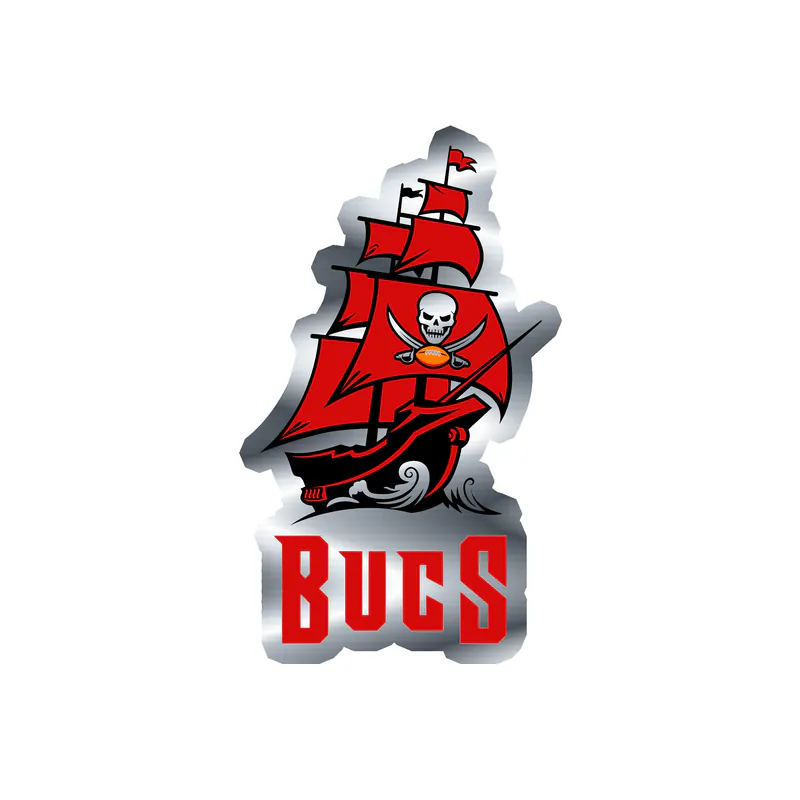 Tampa Bay Buccaneers - Ship Bucs - Silver Chrome Vinyl Sticker - Custom Size