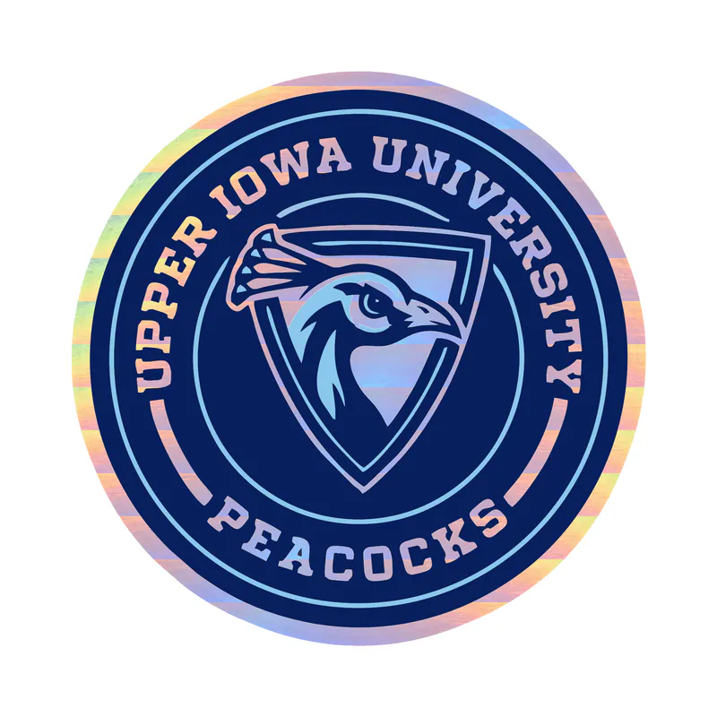Upper Iowa Peacocks - Image 2 - Holographic Vinyl Decal - Custom Size