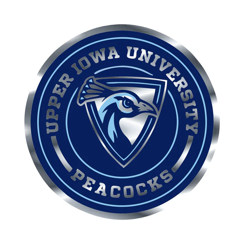 Upper Iowa Peacocks - Image 2 - Silver Chrome Vinyl Decal - Custom Size