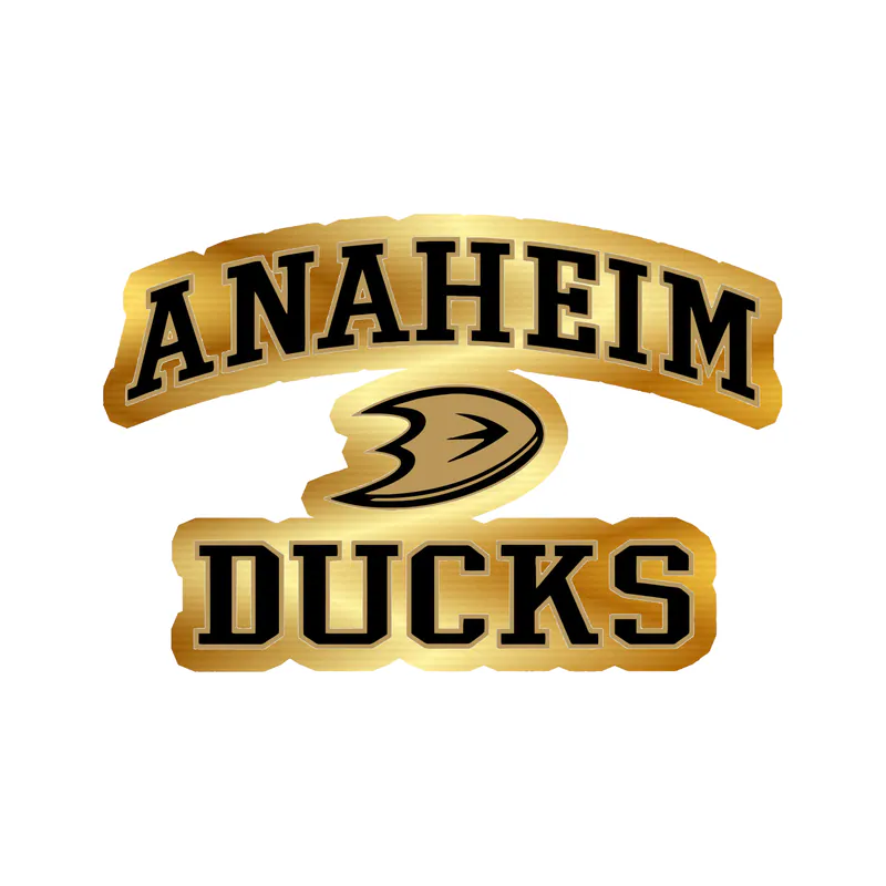 Anaheim Ducks - D With Name - Gold Chrome Vinyl Sticker - Custom Size