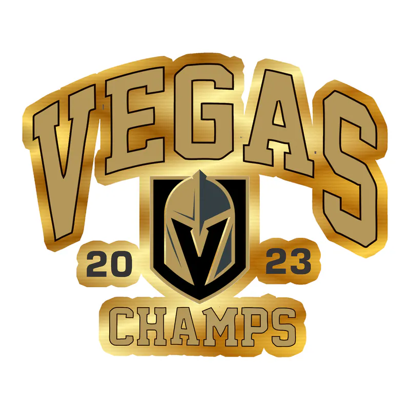 Vegas Golden Knights - Vegas Champs 2023 - Gold Chrome Vinyl Sticker - Custom Size