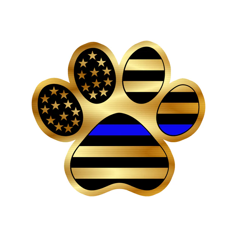 Blue Line American Flag Paw - Gold Chrome Vinyl Decal - custom size