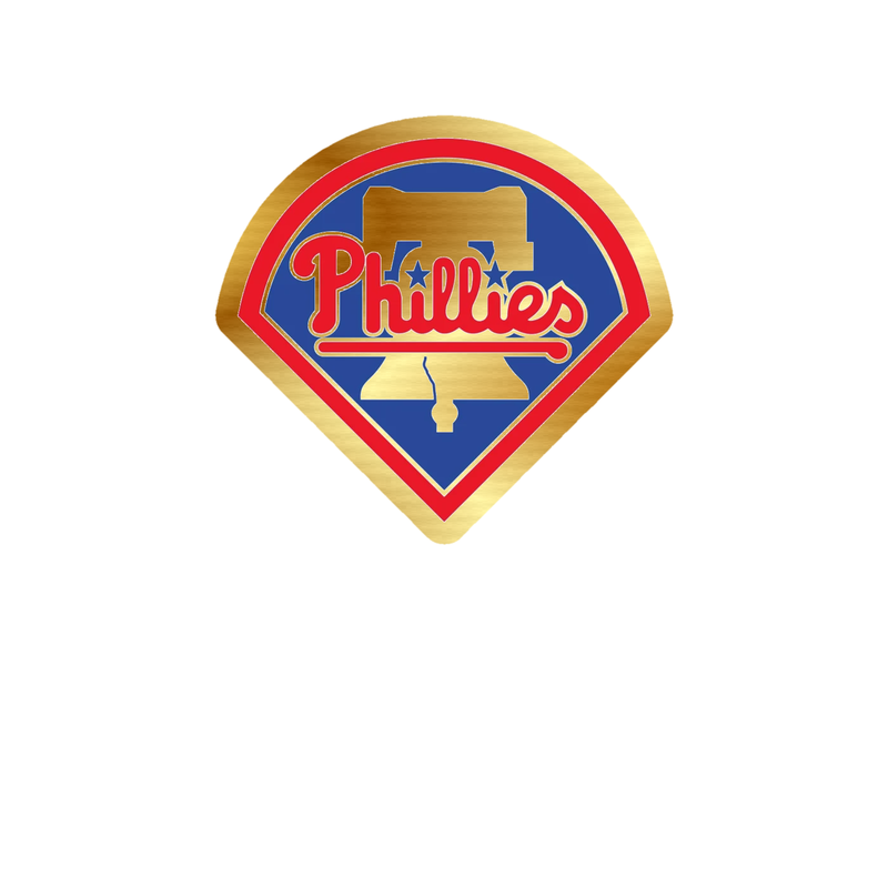 Philadelphia Phillies - Curved Triangle With Bell - Gold Chrome Vinyl Sticker - Custom Size