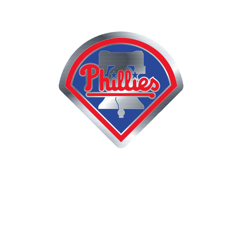 Philadelphia Phillies - Curved Triangle With Bell - Silver Chrome Vinyl Sticker - Custom Size