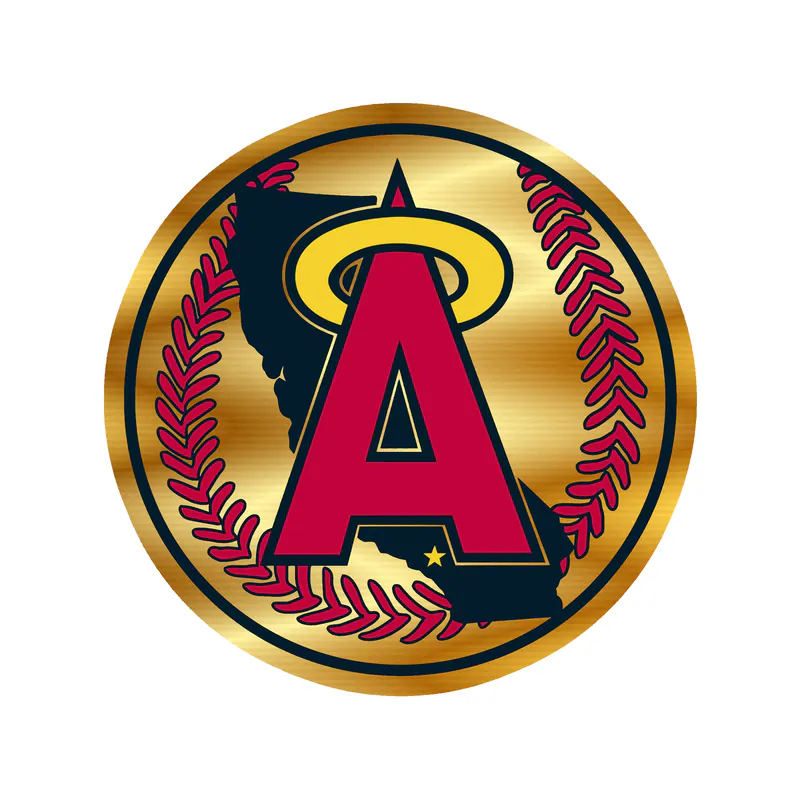 Los Angeles Angels - Baseball Old School - Gold Chrome Vinyl Sticker - Custom Size