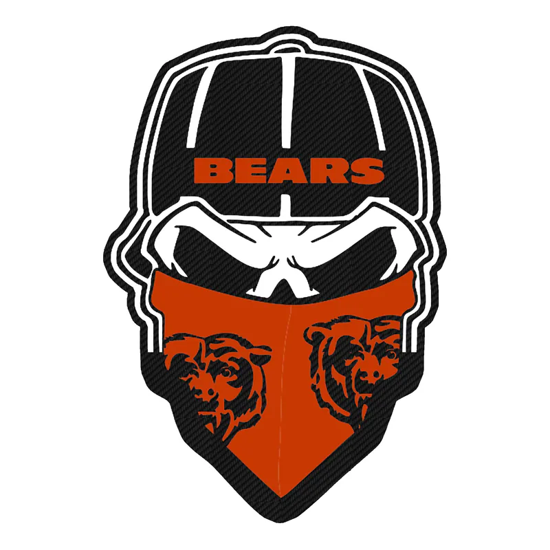 Chicago Bears - Skull With Cap - Carbon Fiber Vinyl Sticker - Custom Size