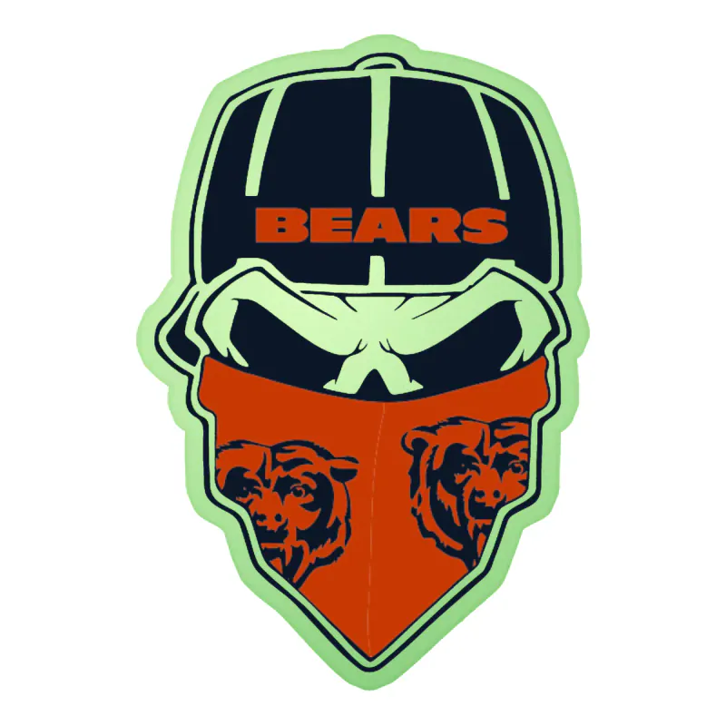Chicago Bears - Skull With Cap - Glow in the Dark Vinyl Sticker - Custom Size