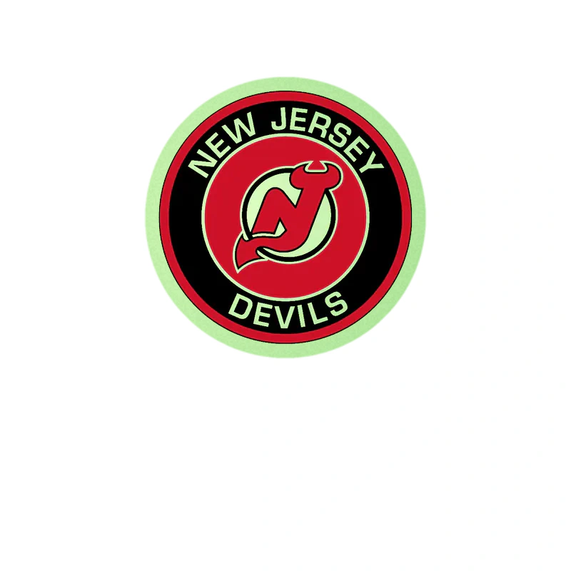 New Jersey Devils - Red And Black Circle - Glow in the Dark Vinyl Sticker - Custom Size