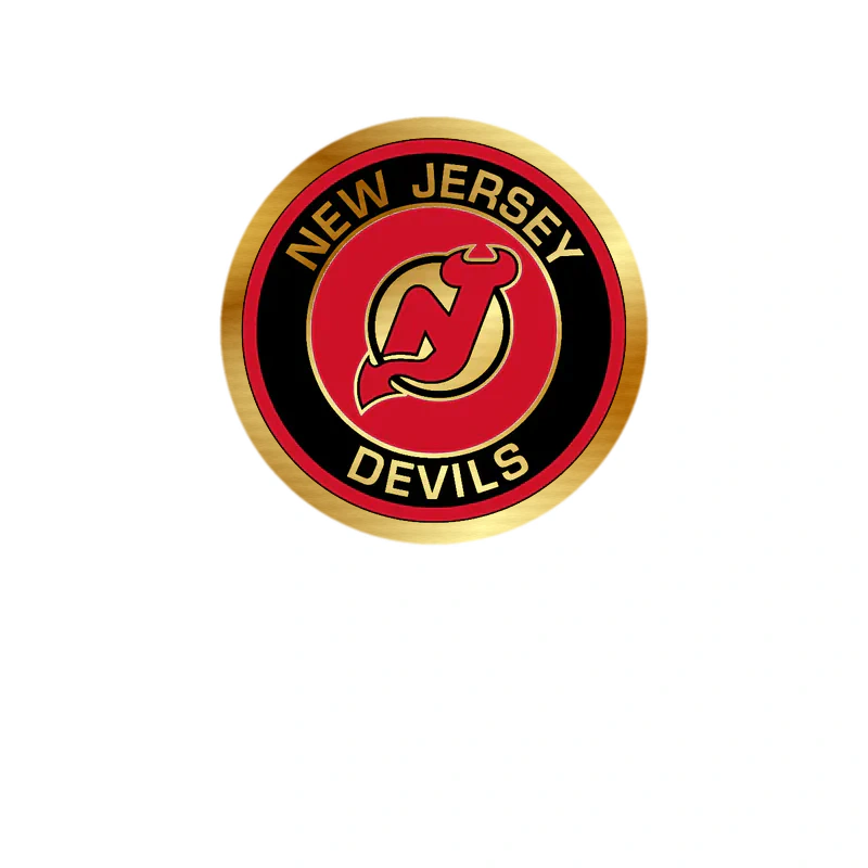 New Jersey Devils - Red And Black Circle - Gold Chrome Vinyl Sticker - Custom Size