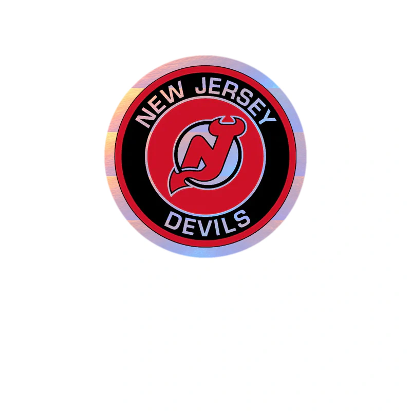 New Jersey Devils - Red And Black Circle - Holographic Vinyl Sticker - Custom Size