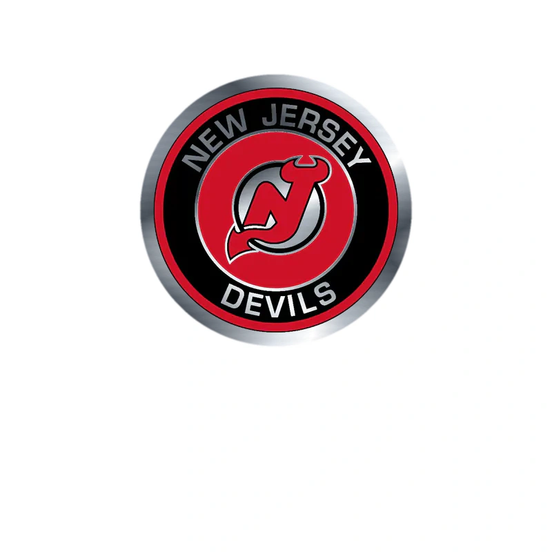 New Jersey Devils - Red And Black Circle - Silver Chrome Vinyl Sticker - Custom Size