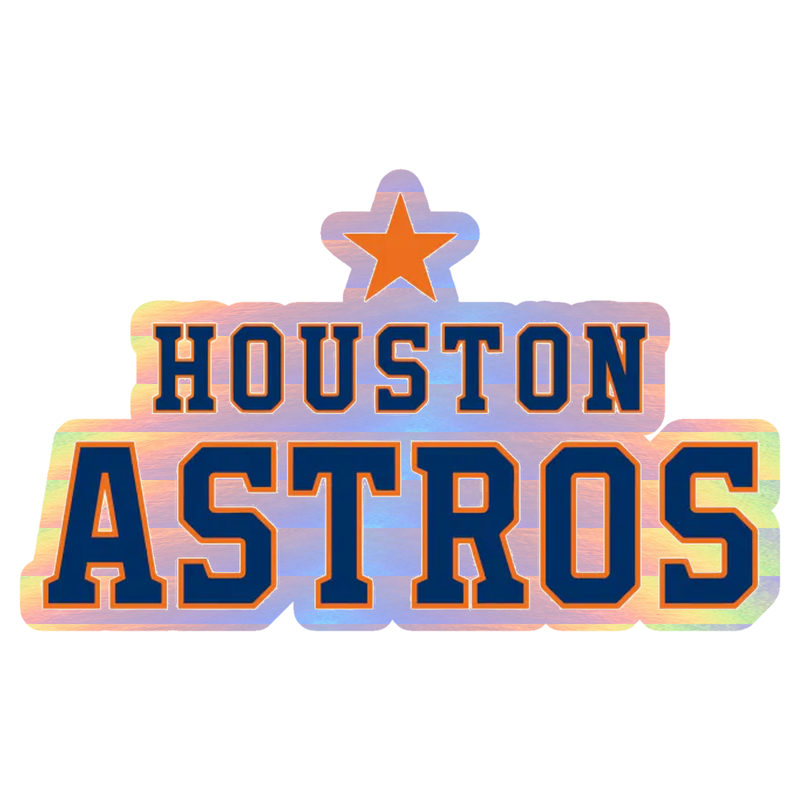 Houston Astros - Name With Star On Top - Holographic Vinyl Sticker - Custom Size
