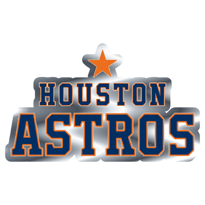 Houston Astros - Name With Star On Top - Silver Chrome Vinyl Sticker - Custom Size