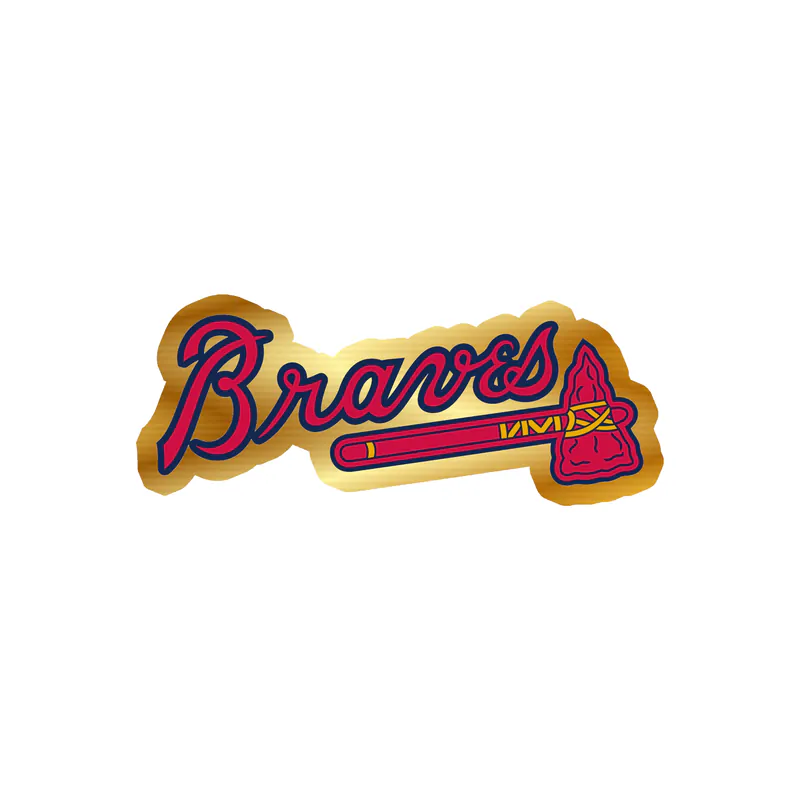 Atlanta Braves - Braves With Hatchet - Gold Chrome Vinyl Sticker - Custom Size