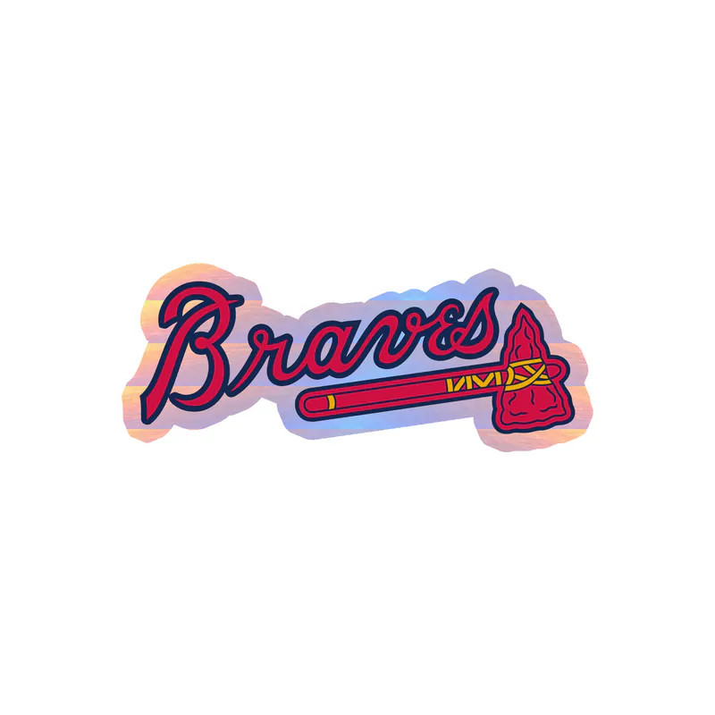 Atlanta Braves - Braves With Hatchet - Holographic Vinyl Sticker - Custom Size