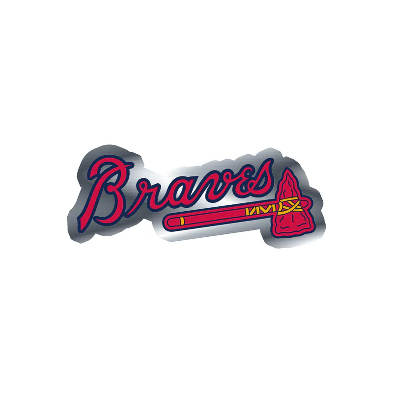 Atlanta Braves - Braves With Hatchet - Silver Chrome Vinyl Sticker - Custom Size