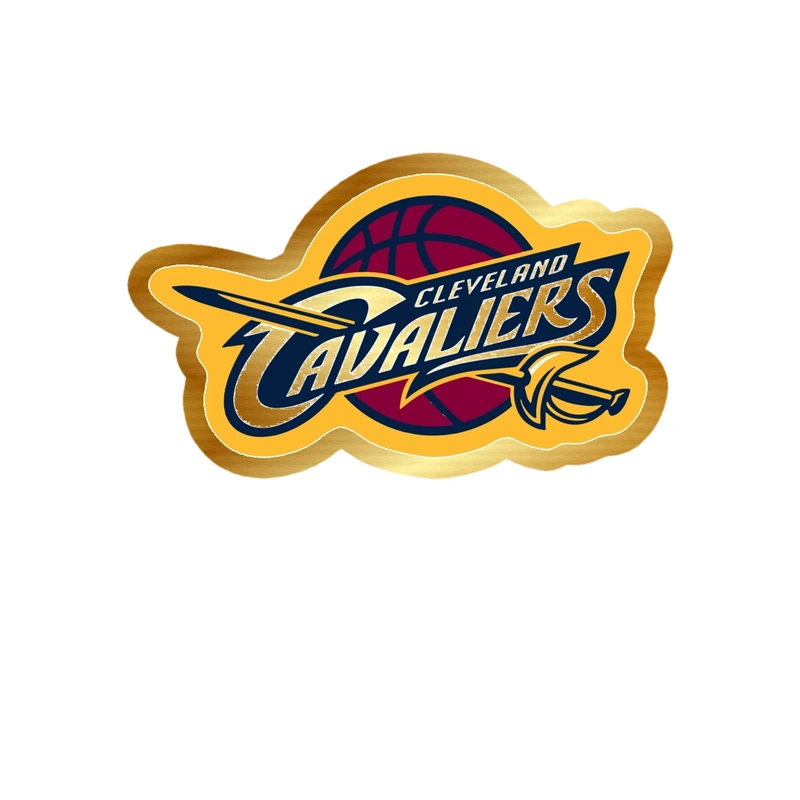Cleveland Cavaliers - Maroon Basketball With Name - Gold Chrome Vinyl Sticker - Custom Size