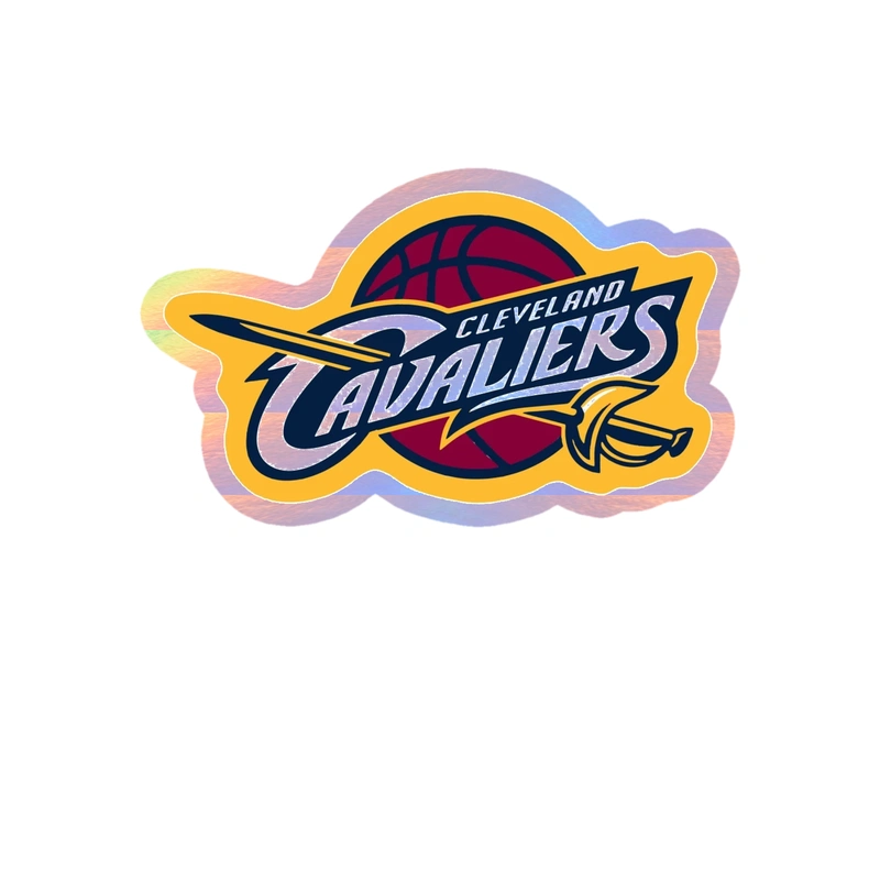 Cleveland Cavaliers - Maroon Basketball With Name - Holographic Vinyl Sticker - Custom Size