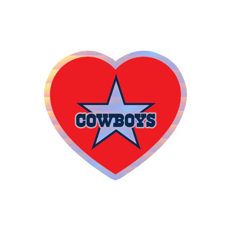 Dallas Cowboys - Heart - Image 2 - Holographic Vinyl Sticker - Custom Size