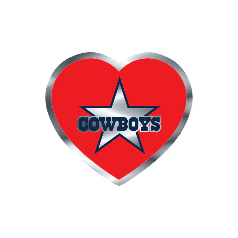 Dallas Cowboys - Heart - Image 2 - Silver Chrome Vinyl Sticker - Custom Size