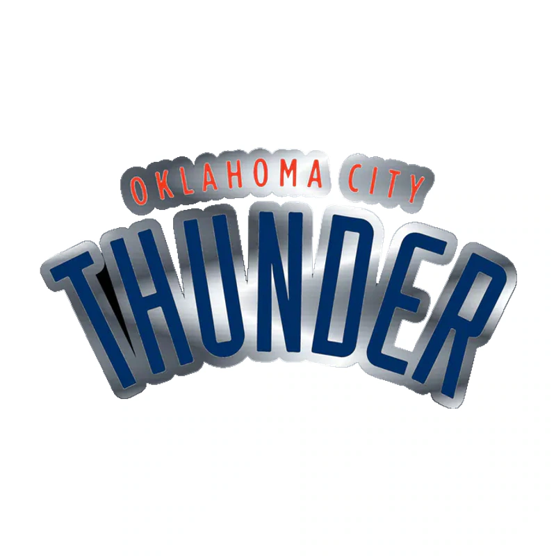 Oklahoma City Thunder - Image 1 - Silver Chrome Vinyl Sticker - Custom Size
