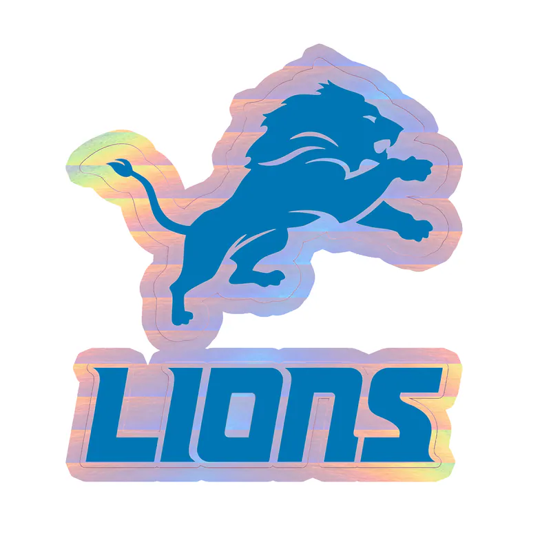 Detroit Lions - Lion With Lions Word - Holographic Vinyl Sticker - Custom Size