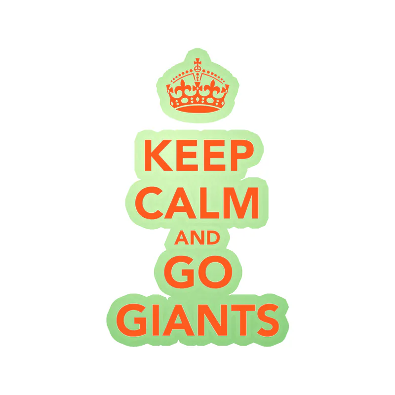 San Francisco Giants - Keep Calm And Go Giants - Glow in the Dark Vinyl Sticker - Custom Size