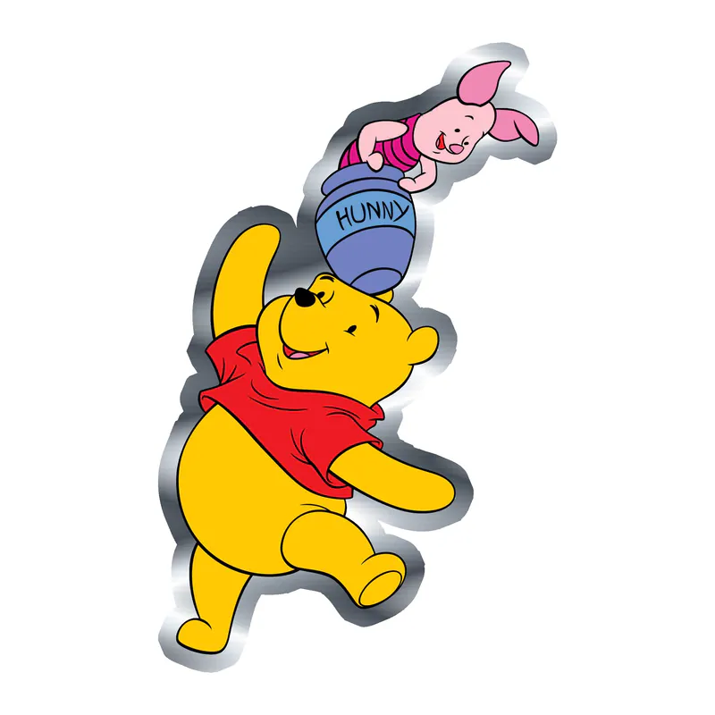 Winnie The Pooh - Pooh And Piglet - Silver Chrome Vinyl Sticker - Custom Size