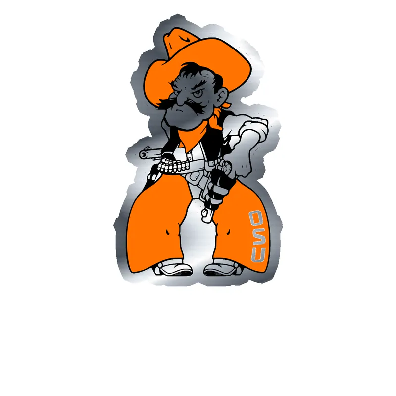 Oklahoma State University Cowboys - Image 1 - Silver Chrome Vinyl Decal - Custom Size