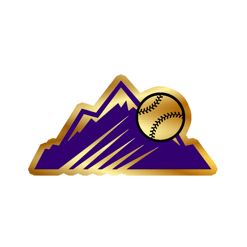 Colorado Rockies - Mountains With Baseball - Gold Chrome Vinyl Sticker - Custom Size