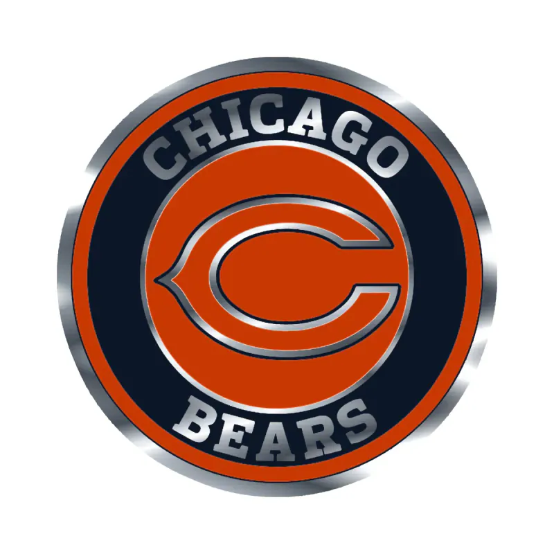 Chicago Bears - Bear Head - Image 17 - Silver Chrome Vinyl Sticker - Custom Size