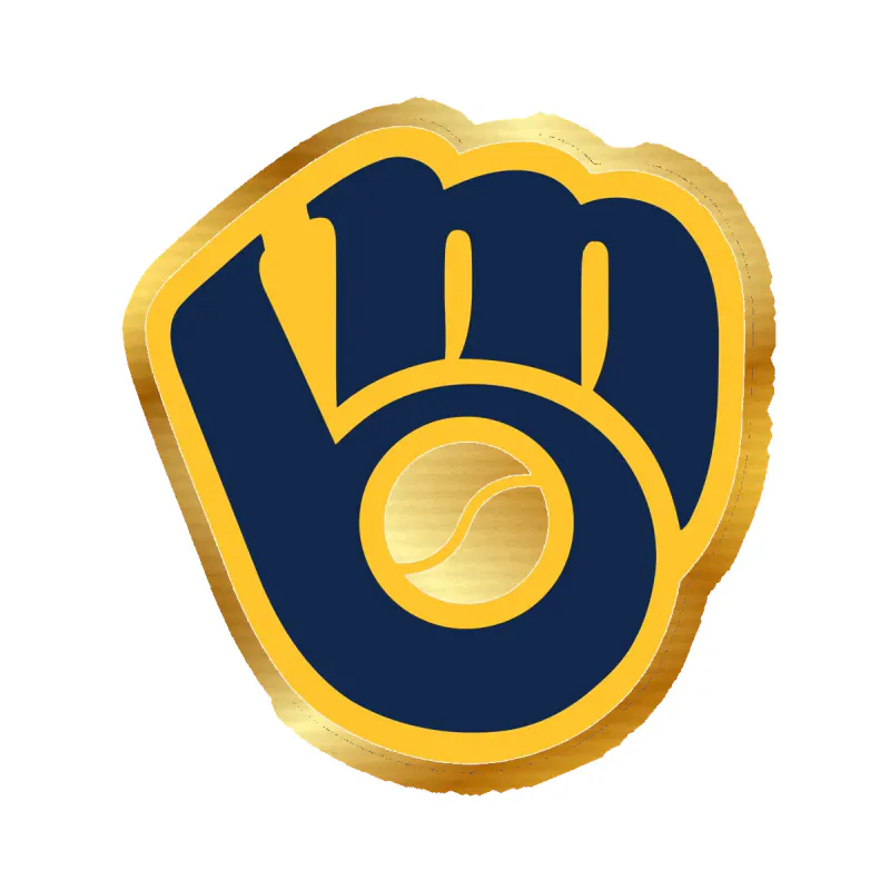 Milwaukee Brewers - Dark Blue Glove - Gold Chrome Vinyl Sticker - Custom Size