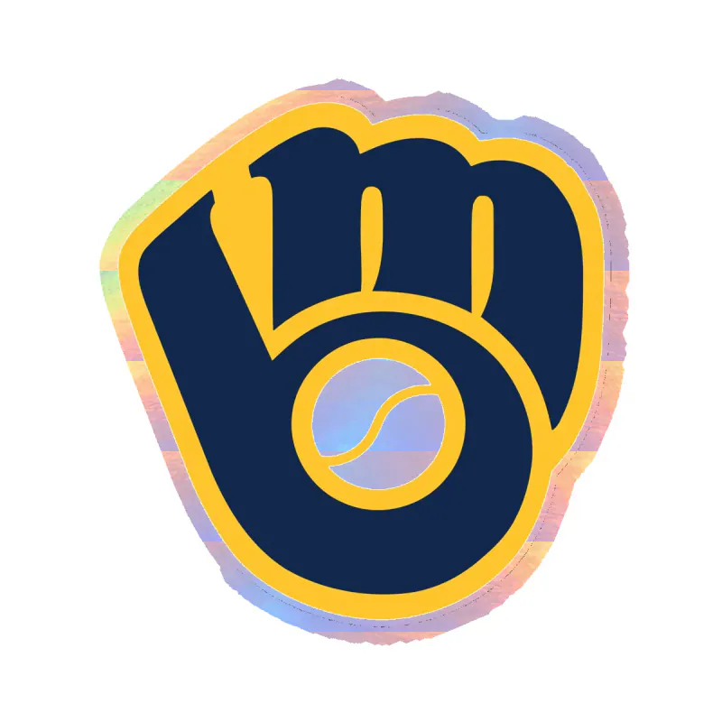 Milwaukee Brewers - Dark Blue Glove - Holographic Vinyl Sticker - Custom Size