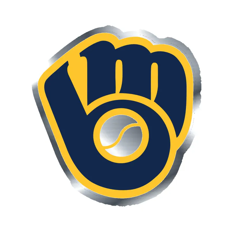 Milwaukee Brewers - Dark Blue Glove - Silver Chrome Vinyl Sticker - Custom Size
