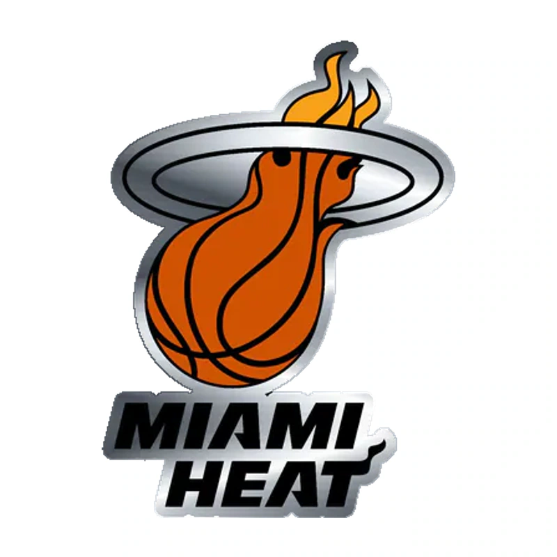 Miami Heat - Image 1 - Silver Chrome Vinyl Sticker - Custom Size