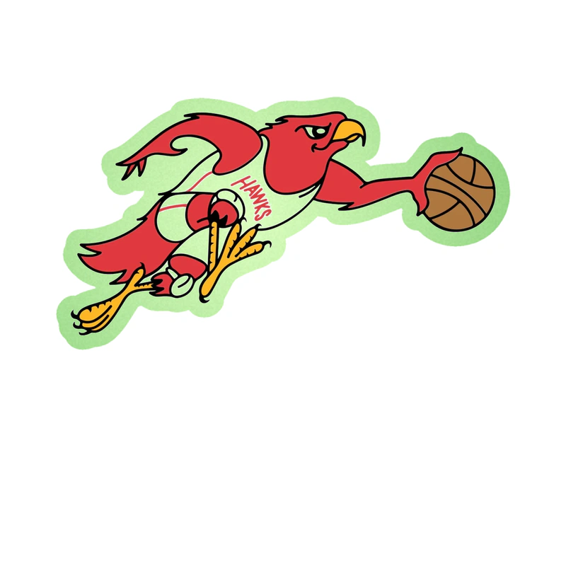 Atlanta Hawks - Hawk Dribbling - Glow in the Dark Vinyl Sticker - Custom Size