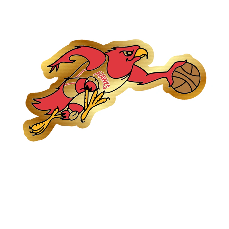 Atlanta Hawks - Hawk Dribbling - Gold Chrome Vinyl Sticker - Custom Size