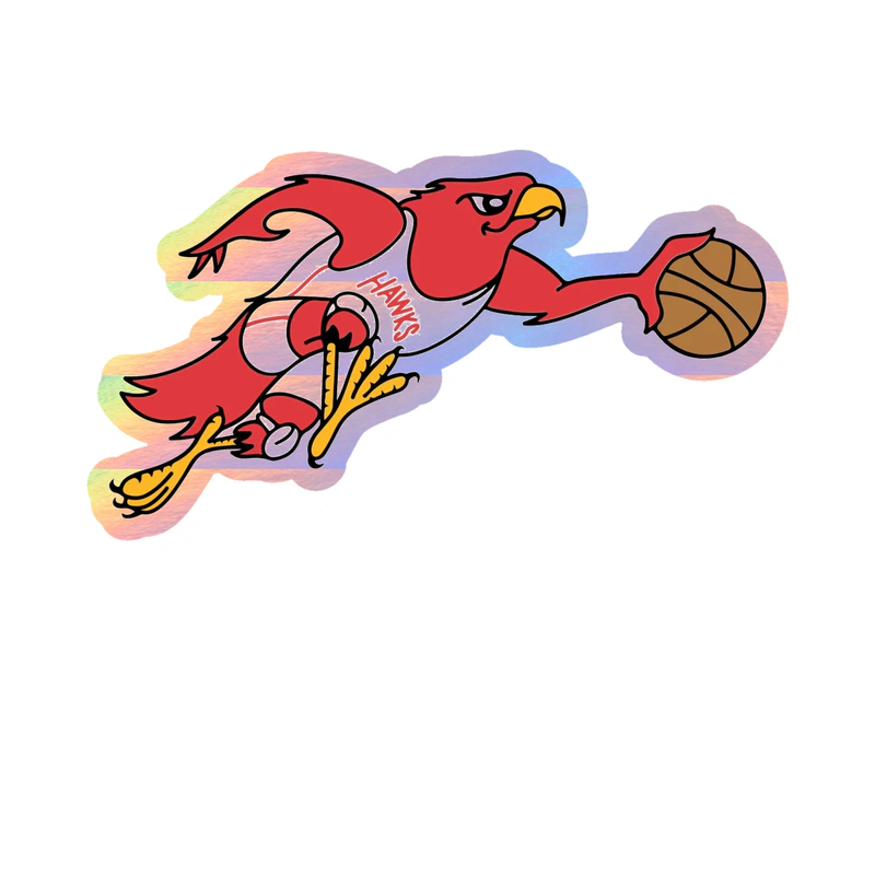 Atlanta Hawks - Hawk Dribbling - Holographic Vinyl Sticker - Custom Size