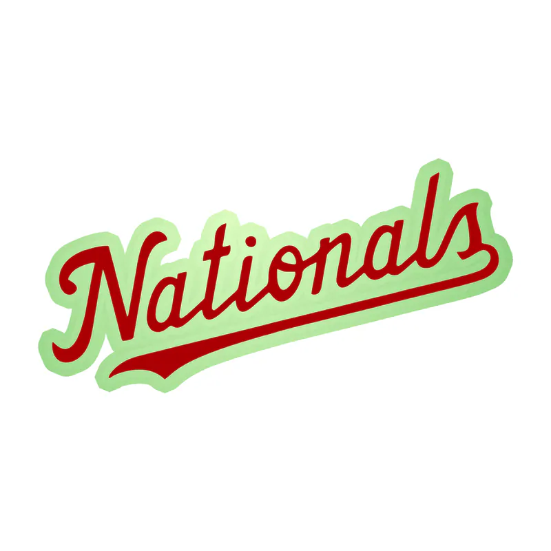 Washington Nationals - Nationals Cursive - Glow in the Dark Vinyl Sticker - Custom Size