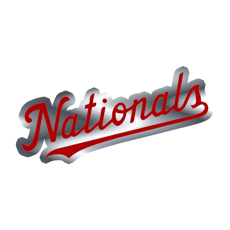 Washington Nationals - Nationals Cursive - Silver Chrome Vinyl Sticker - Custom Size