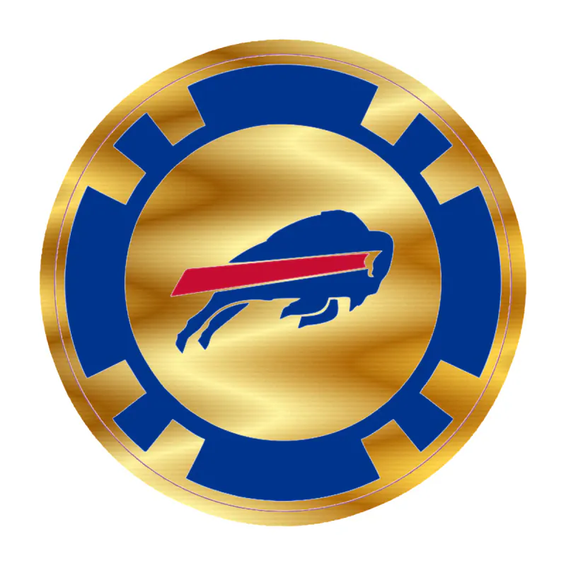 Buffalo Bills - Poker Chip - Gold Chrome Vinyl Sticker - Custom Size
